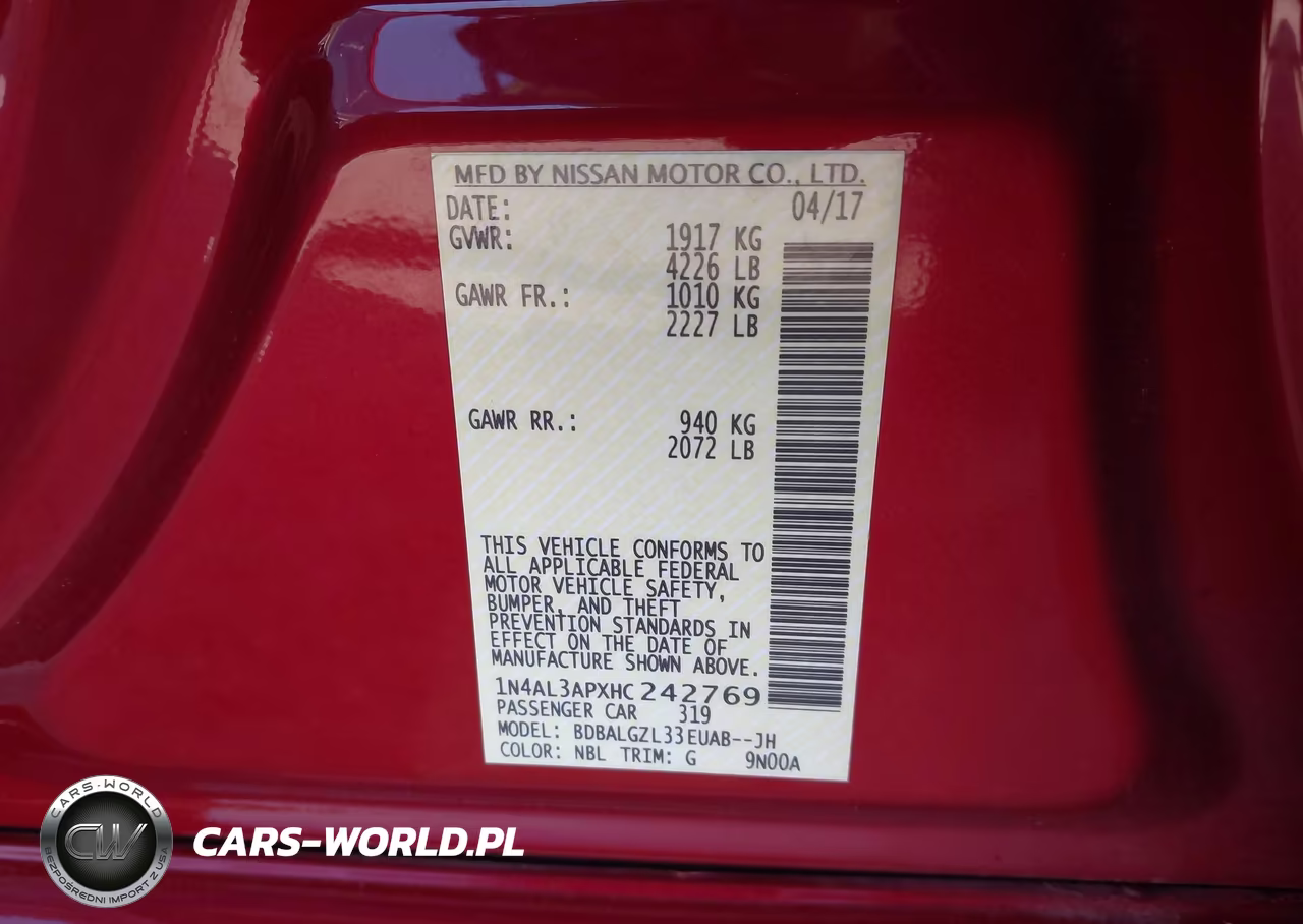 2017 Nissan Altima 2.5-S-Sv-Sl-Sr VIN:1N4AL3APXHC242769 - 9