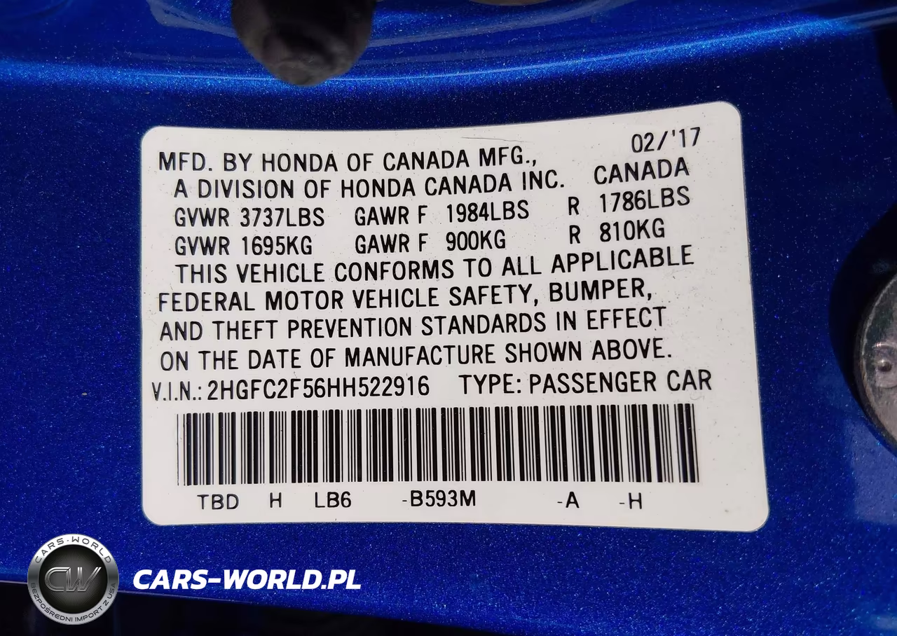 2017 Honda Civic Lx VIN:2HGFC2F56HH522916 - 9