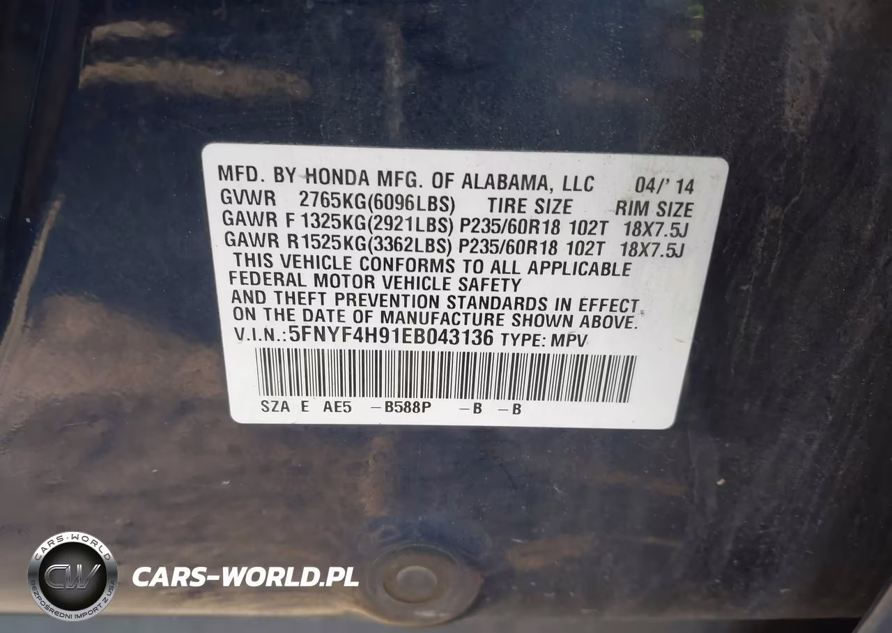 2014 Honda Pilot Touring VIN:5FNYF4H91EB043136 - 9