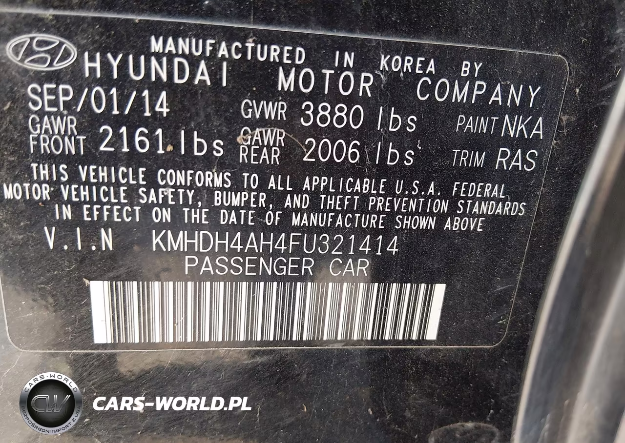 2015 Hyundai Elantra Sport VIN:KMHDH4AH4FU321414 - 9
