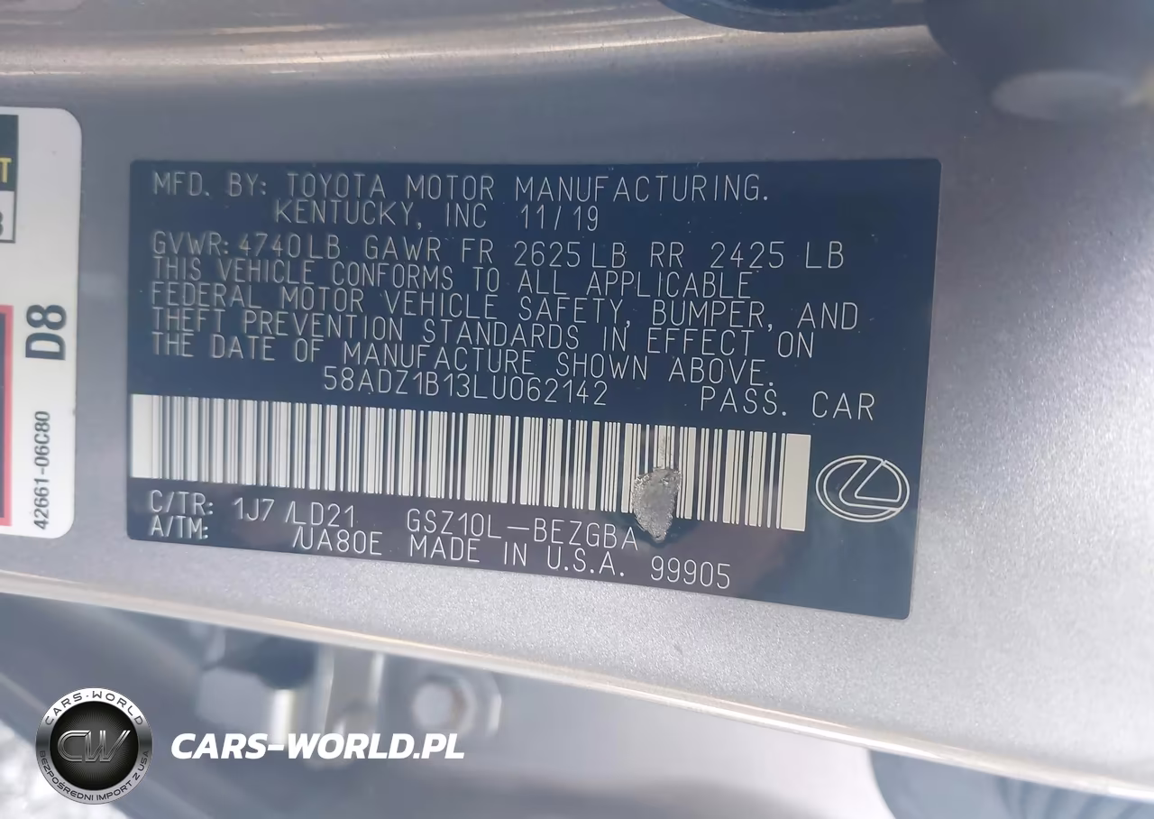 2020 Lexus Es 350 VIN:58ADZ1B13LU062142 - 9