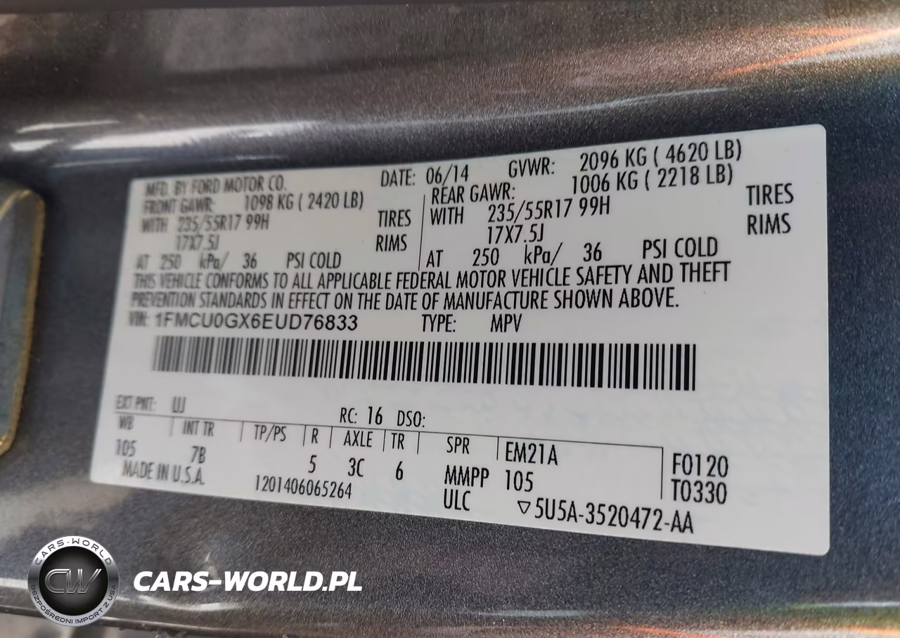 2014 Ford Escape Se VIN:1FMCU0GX6EUD76833 - 9