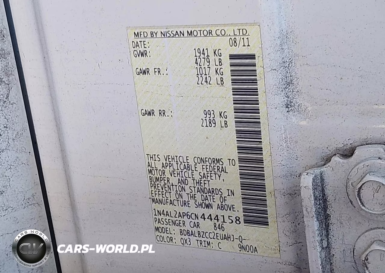 2012 Nissan Altima 2.5 S VIN:1N4AL2AP6CN444158 - 9