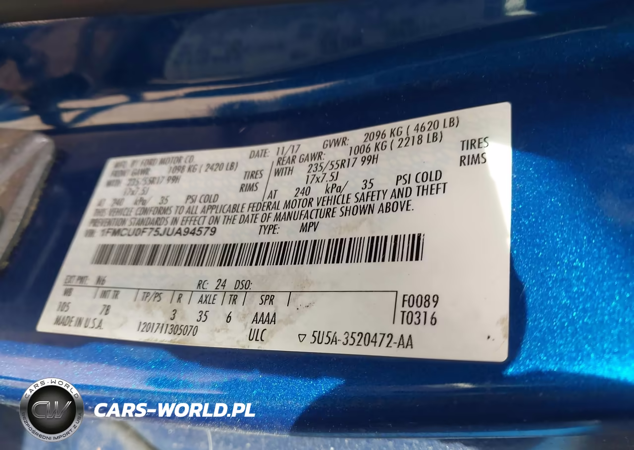 2018 Ford Escape S VIN:1FMCU0F75JUA94579 - 9
