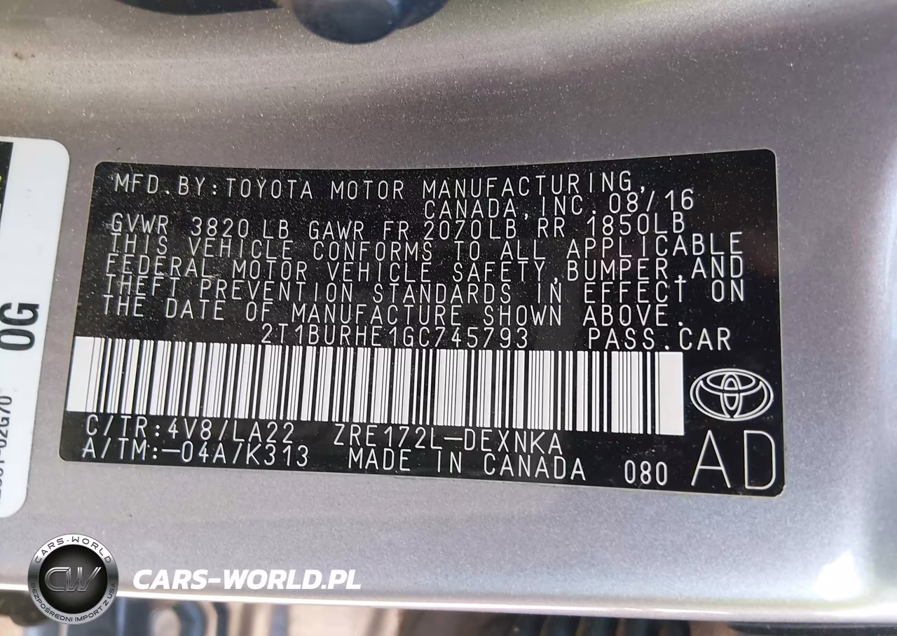 2016 Toyota Corolla Le Premium VIN:2T1BURHE1GC745793 - 9
