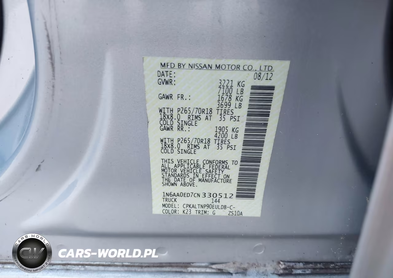 2012 Nissan Titan Sv VIN:1N6AA0ED7CN330512 - 9
