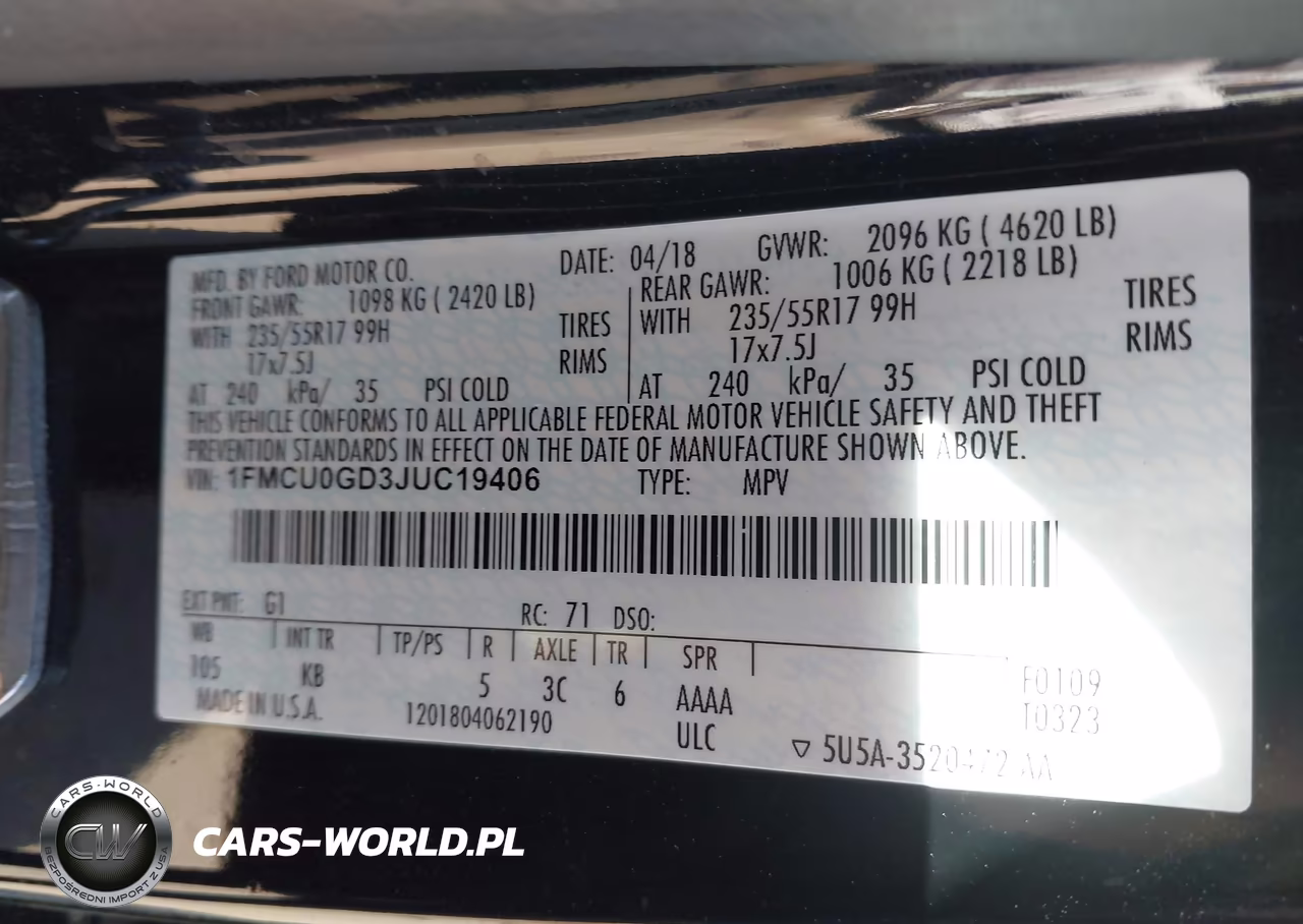 2018 Ford Escape Se VIN:1FMCU0GD3JUC19406 - 9