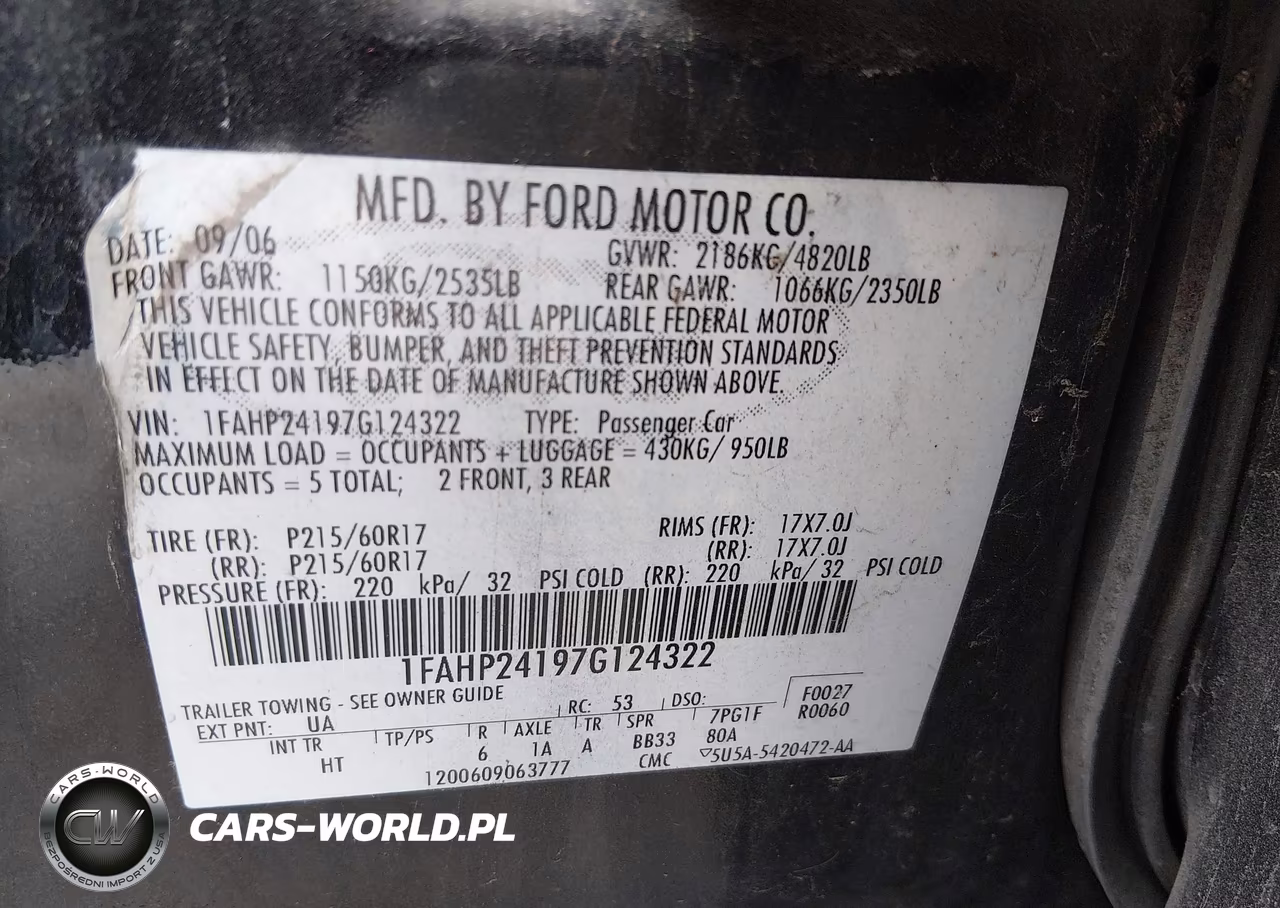 2007 Ford Five Hundred Sel VIN:1FAHP24197G124322 - 9