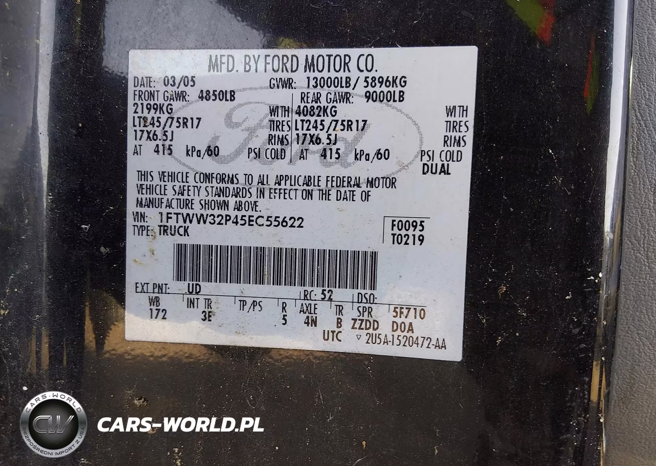 2005 Ford F350 Super Duty VIN:1FTWW32P45EC55622 - 8