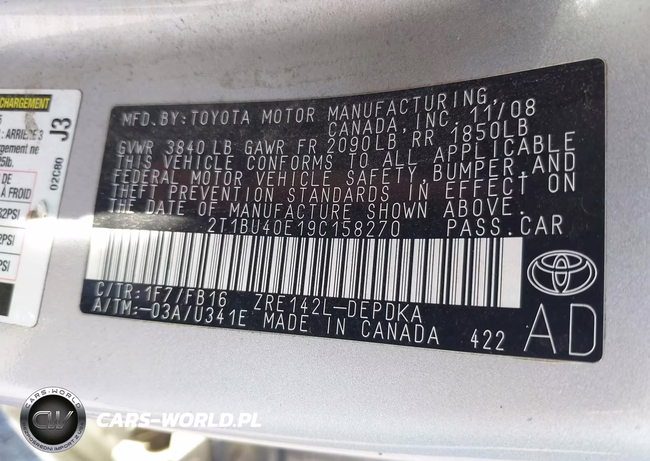 2009 Toyota Corolla Le VIN:2T1BU40E19C158270 - 9