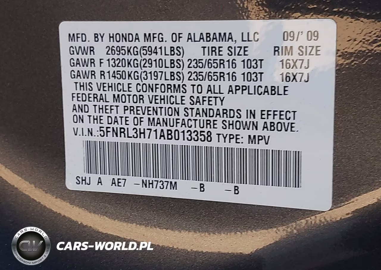 2010 Honda Odyssey Ex-L VIN:5FNRL3H71AB013358 - 9