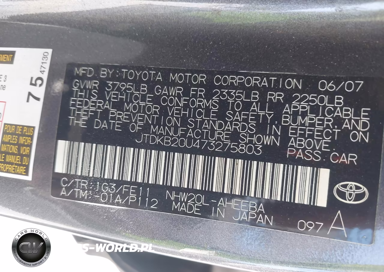 2007 Toyota Prius VIN:JTDKB20U473275803 - 9