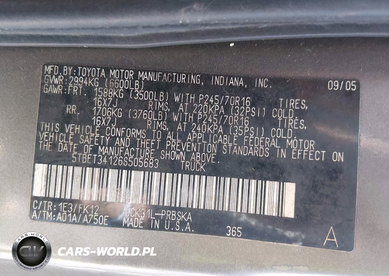 2006 Toyota Tundra Sr5 V8 VIN:5TBET34126S505683 - 9