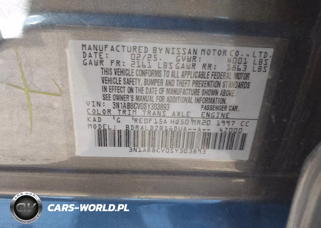 2025 Nissan Sentra Sv VIN:3N1AB8CV0SY303893 - 9