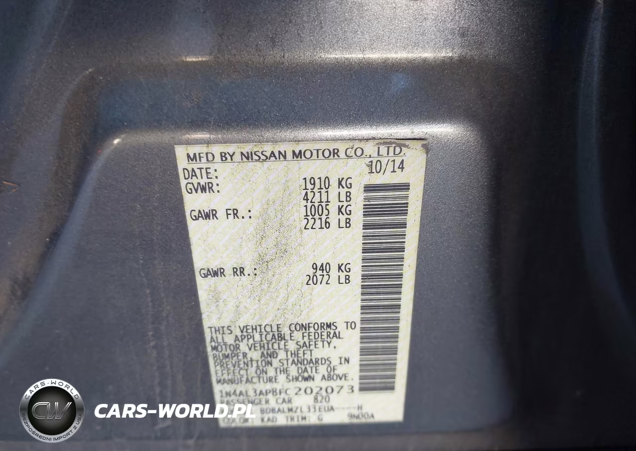 2015 Nissan Altima 2.5 Sv VIN:1N4AL3AP8FC202073 - 9