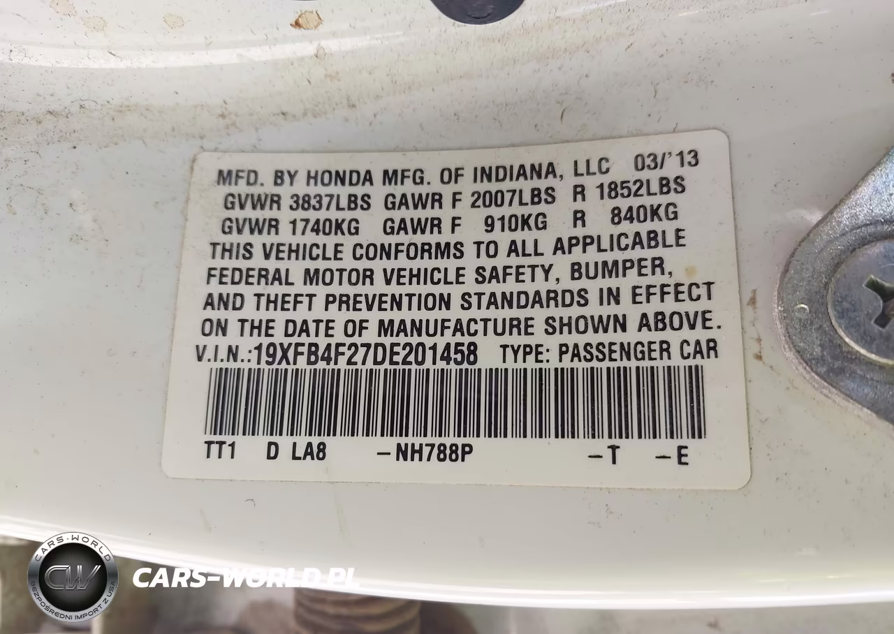 2013 Honda Civic Hybrid VIN:19XFB4F27DE201458 - 9