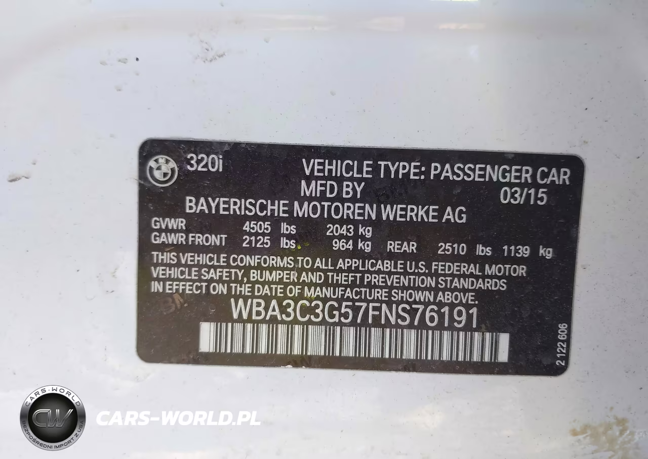2015 BMW 320I xDrive VIN:WBA3C3G57FNS76191 - 9