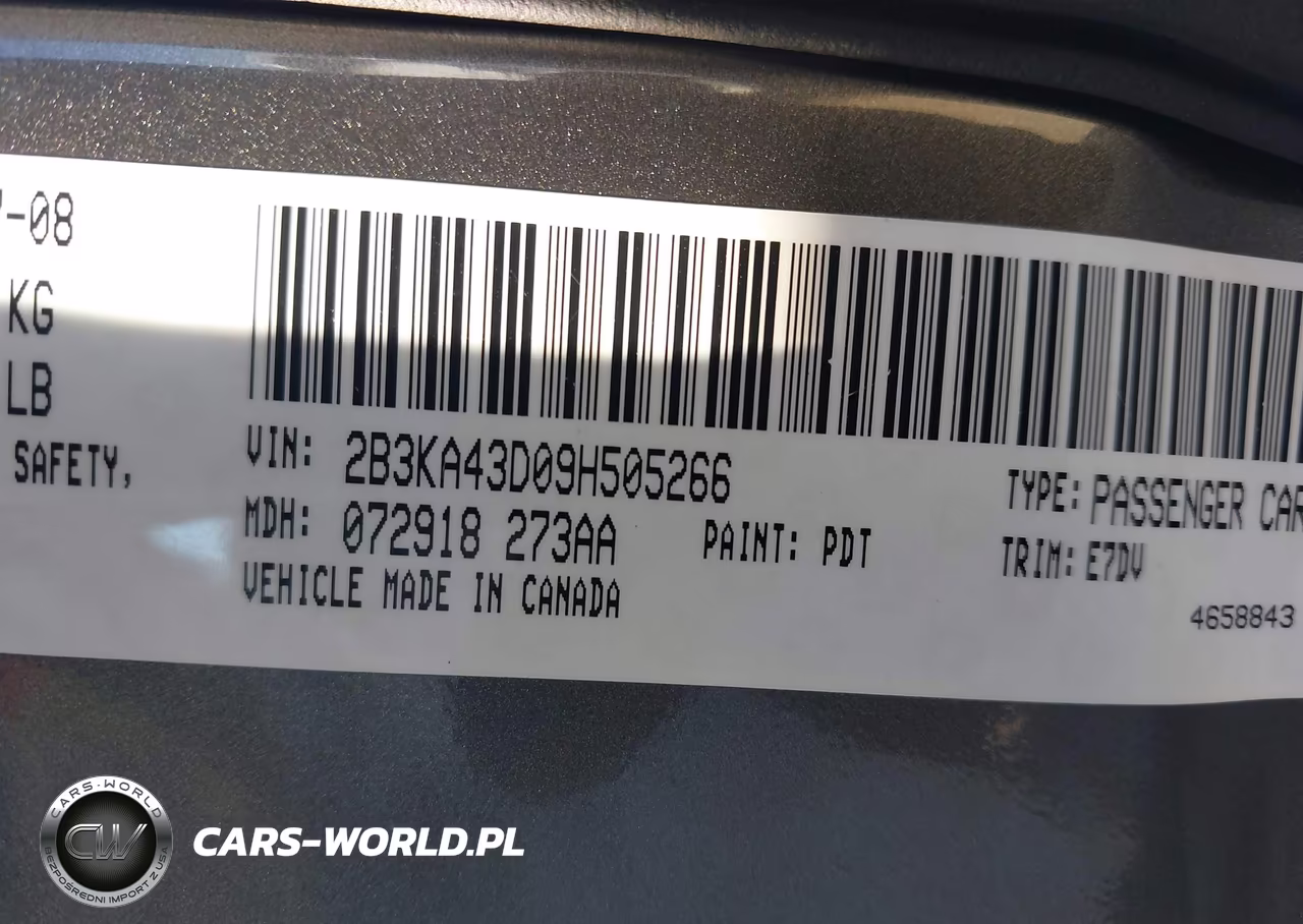 2009 Dodge Charger Se VIN:2B3KA43D09H505266 - 9