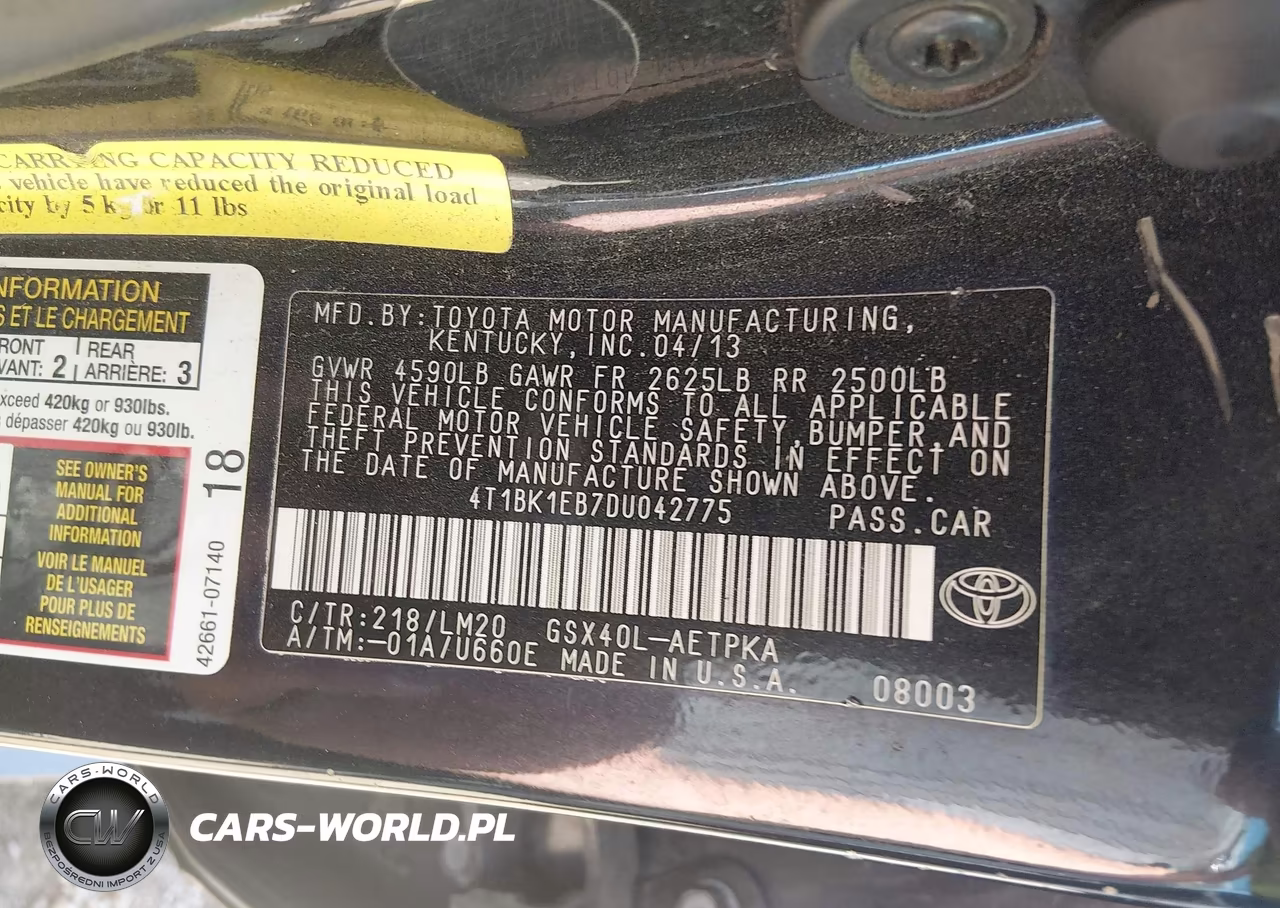 2013 Toyota Avalon Limited VIN:4T1BK1EB7DU042775 - 9