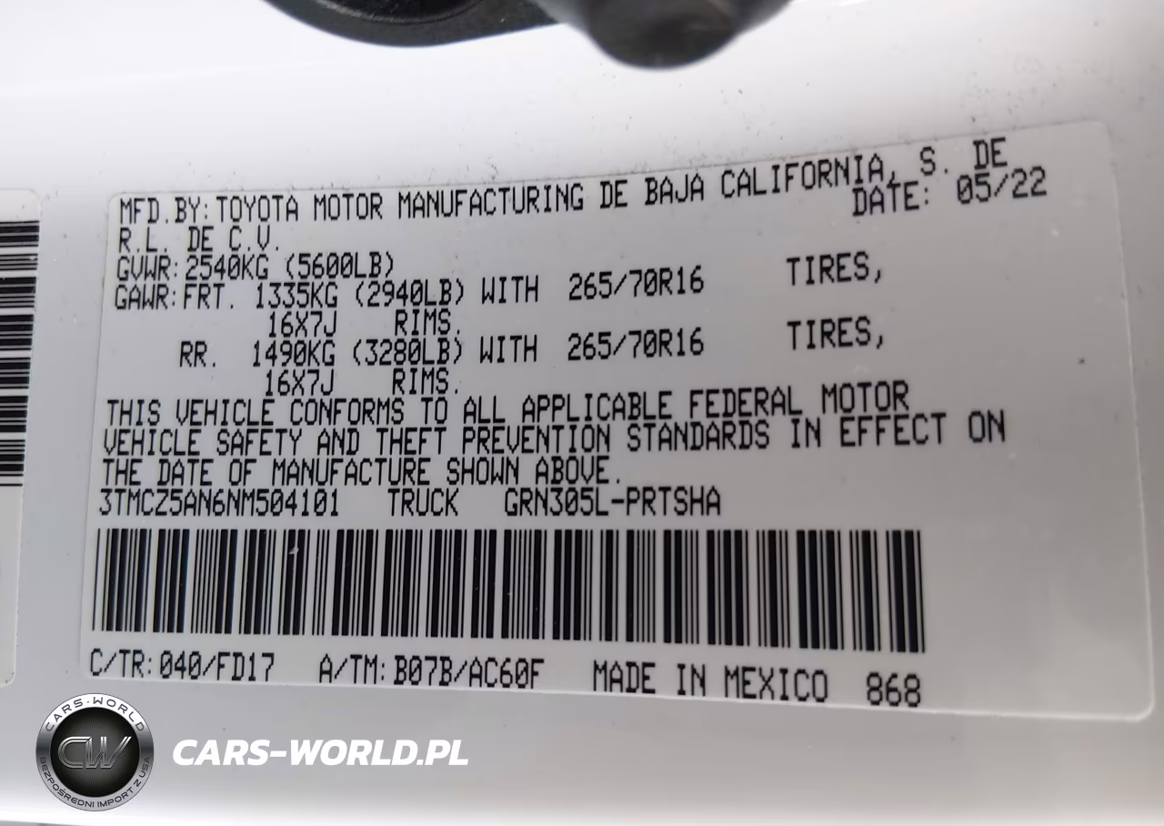 2022 Toyota Tacoma Trd Off Road VIN:3TMCZ5AN6NM504101 - 9