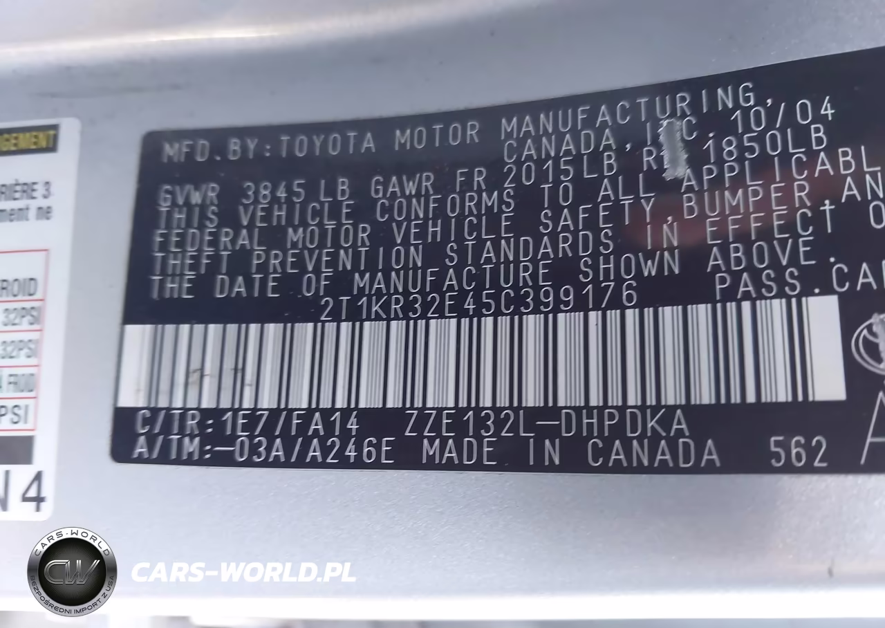 2005 Toyota Matrix VIN:2T1KR32E45C399176 - 9