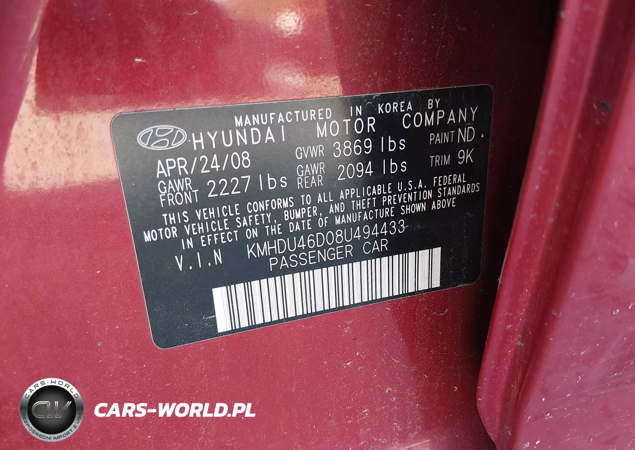 2008 Hyundai Elantra Gls-Se VIN:KMHDU46D08U494433 - 9
