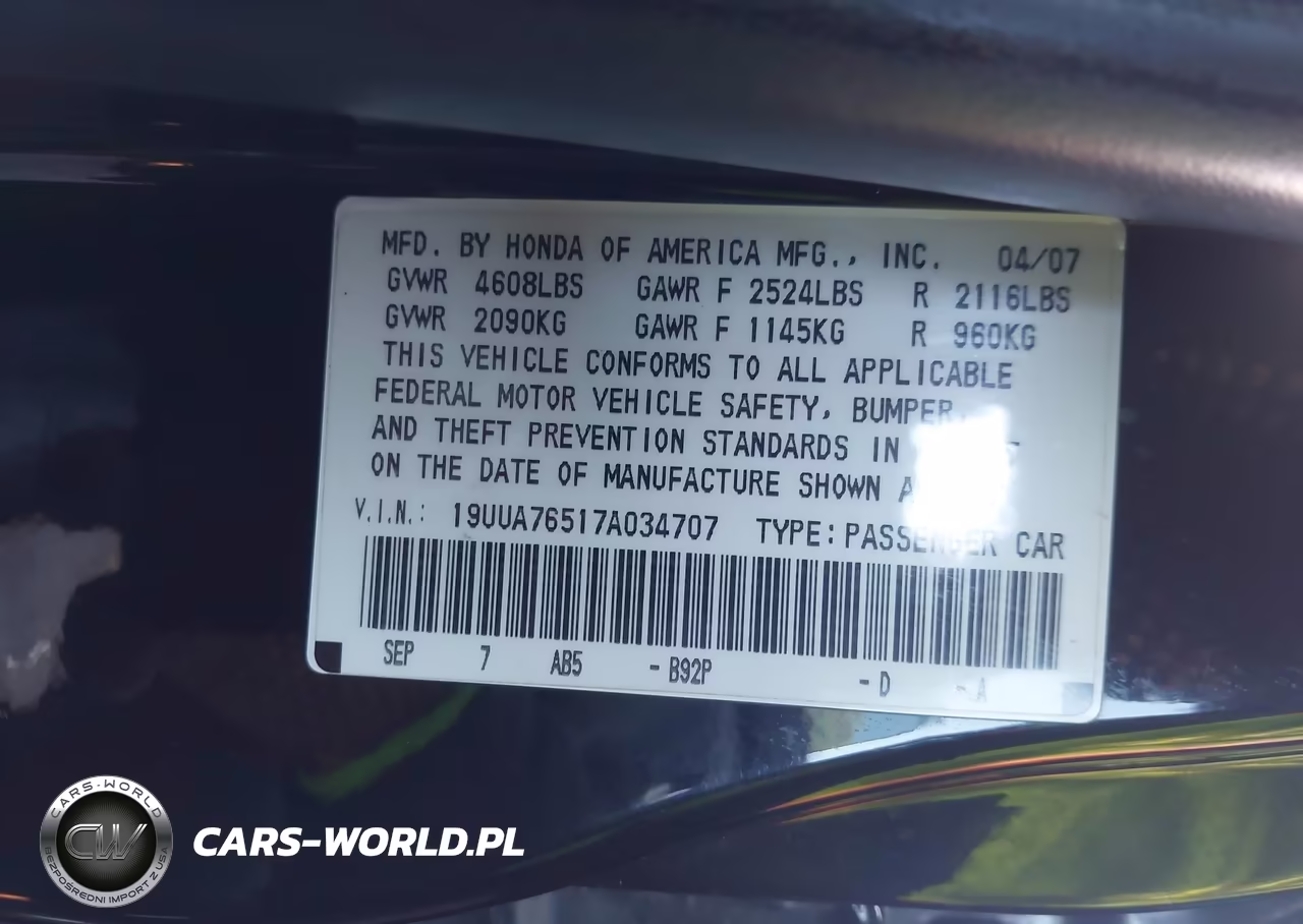 2007 Acura Tl Type S VIN:19UUA76517A034707 - 9