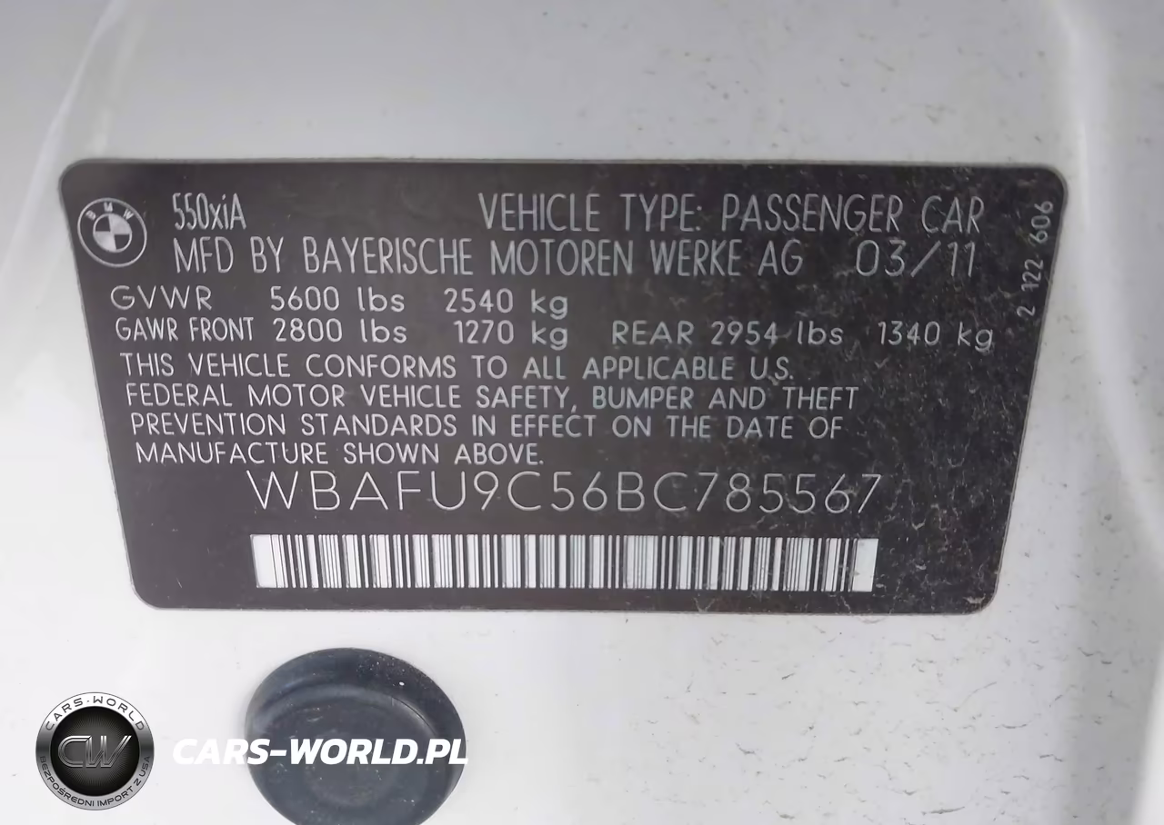 2011 BMW 550I xDrive VIN:WBAFU9C56BC785567 - 9