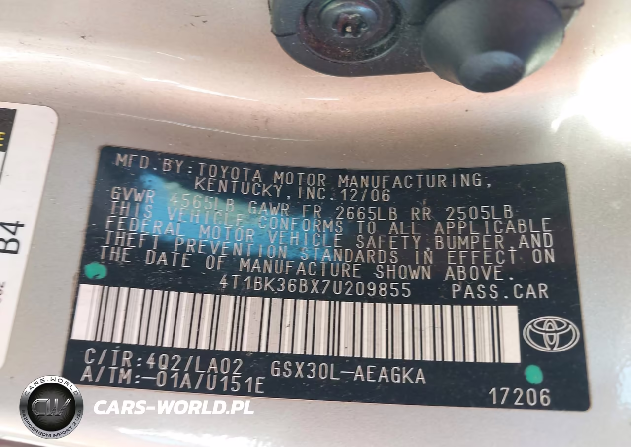 2007 Toyota Avalon Xls VIN:4T1BK36BX7U209855 - 9
