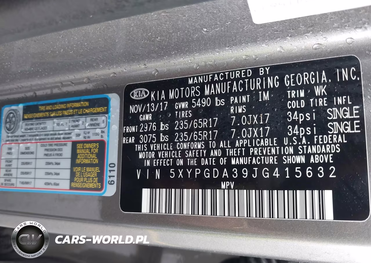 2018 Kia Sorento 2.4L Lx VIN:5XYPGDA39JG415632 - 9