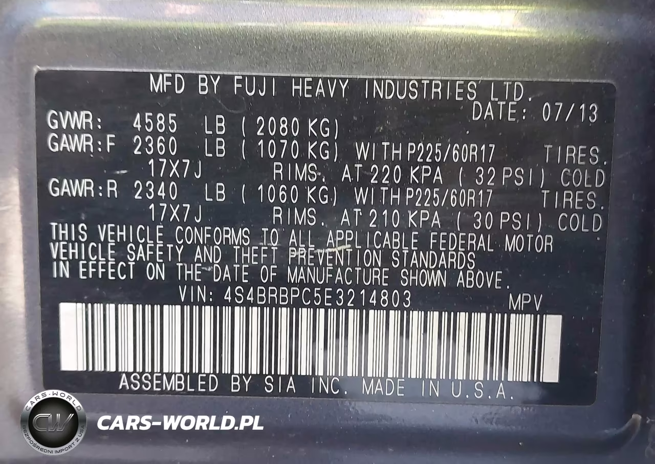 2014 Subaru Outback 2.5I Limited VIN:4S4BRBPC5E3214803 - 9
