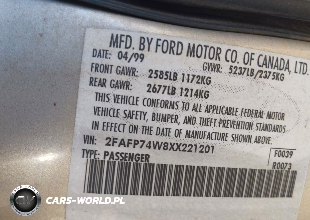 1999 Ford Crown Victoria Lx VIN:2FAFP74W8XX221201 - 9