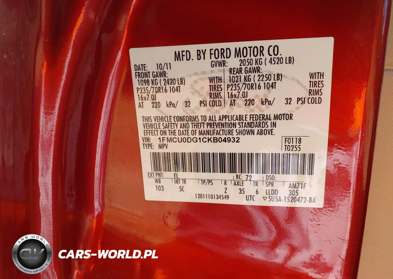 2012 Ford Escape Xlt VIN:1FMCU0DG1CKB04932 - 9