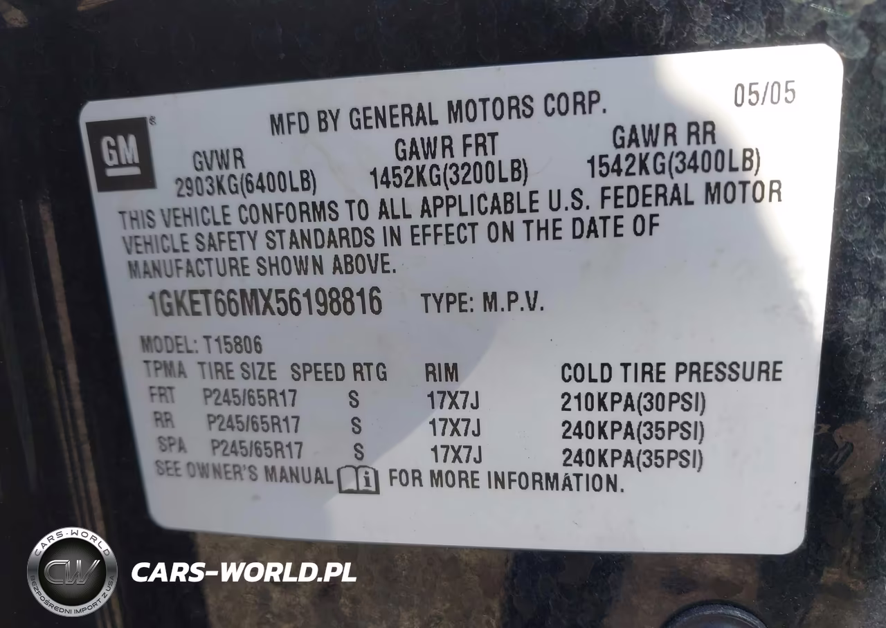 2005 GMC Envoy Xl Denali VIN:1GKET66MX56198816 - 9
