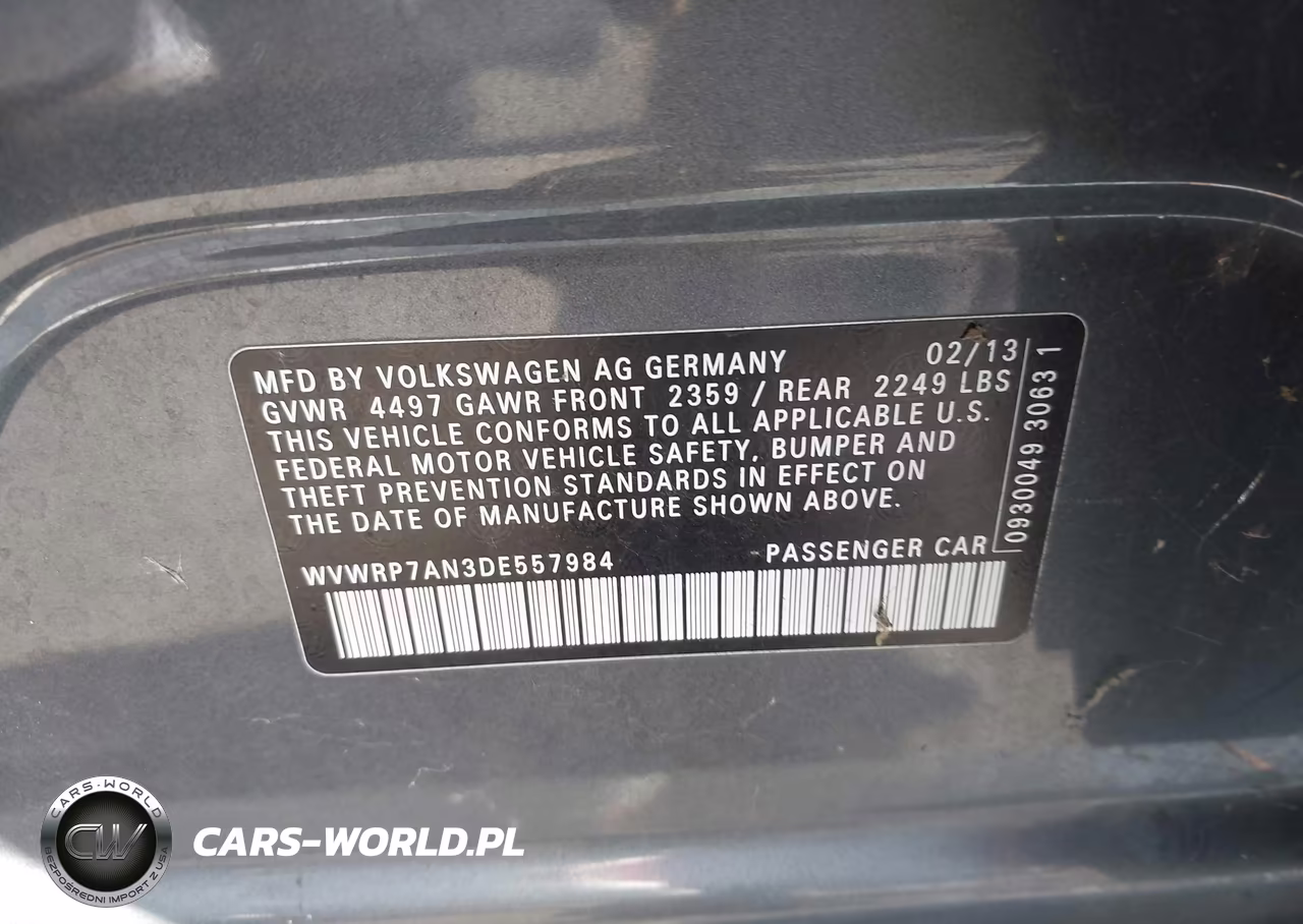 2013 Volkswagen Cc 2.0T Lux VIN:WVWRP7AN3DE557984 - 9