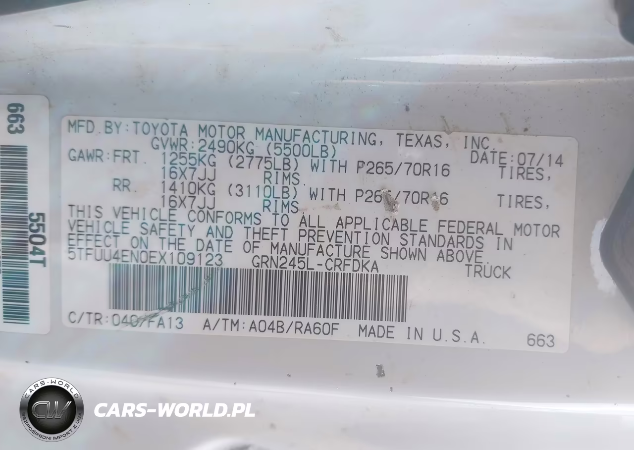 2014 Toyota Tacoma Base V6 VIN:5TFUU4EN0EX109123 - 9