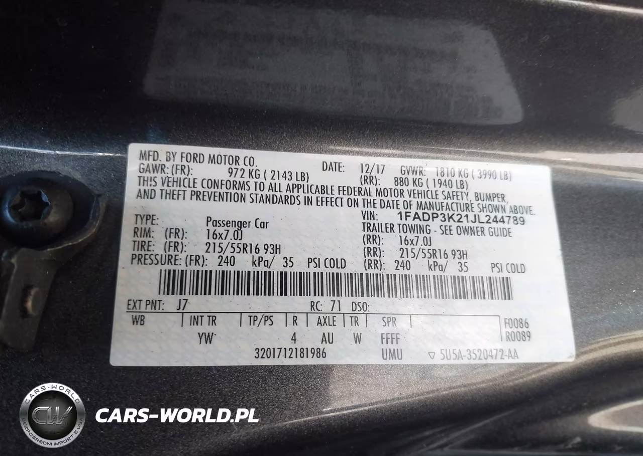 2018 Ford Focus Se VIN:1FADP3K21JL244789 - 9