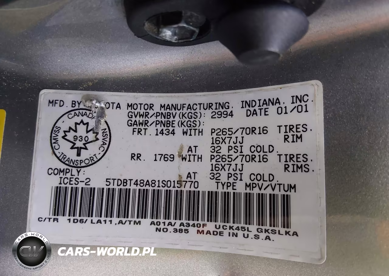 2001 Toyota Sequoia Limited V8 VIN:5TDBT48A81S015770 - 9