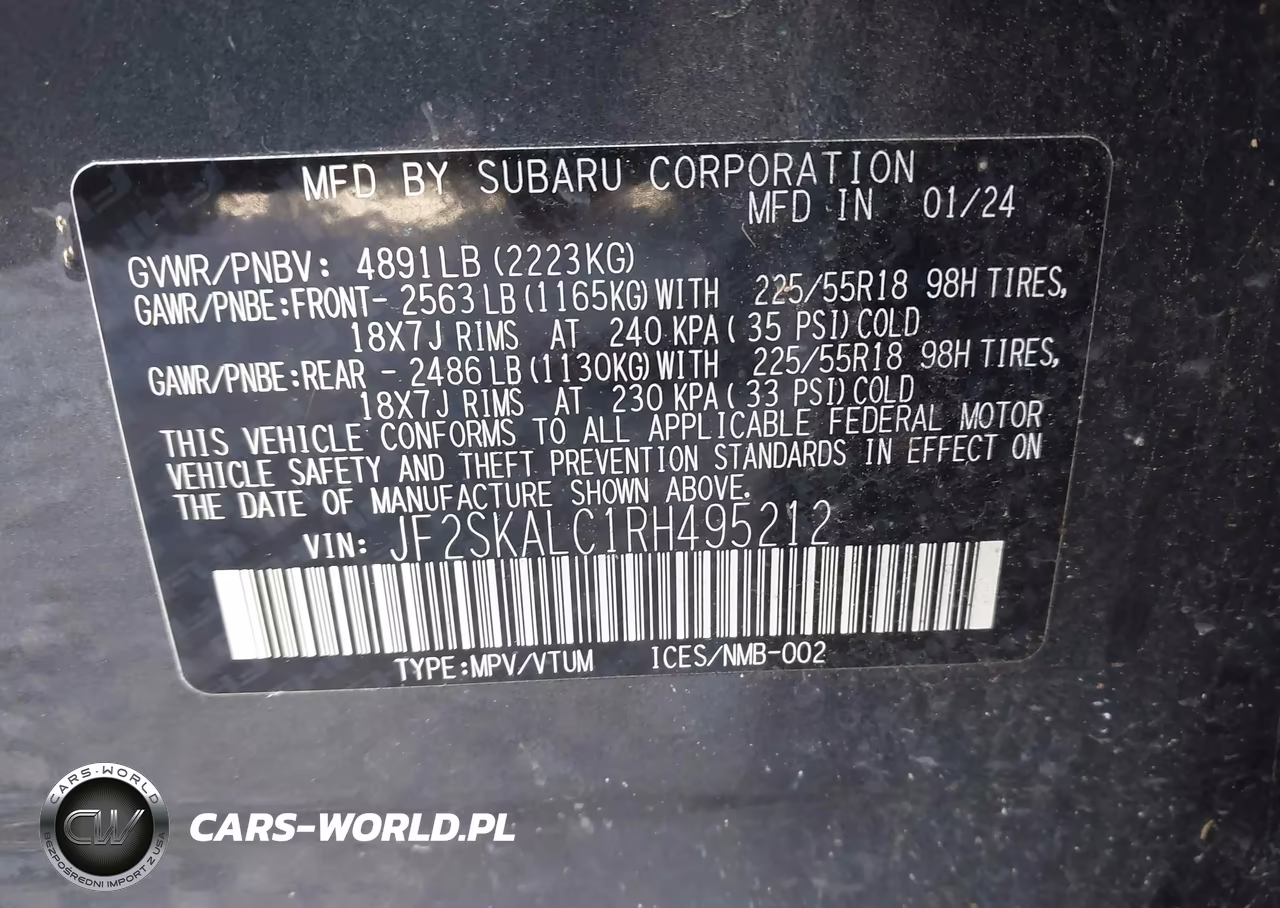 2024 Subaru Forester Limited VIN:JF2SKALC1RH495212 - 9