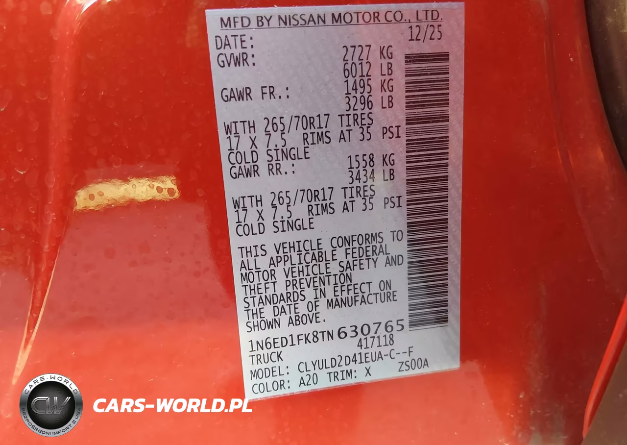 2026 Nissan Frontier Long Bed Pro-4X 4X4 VIN:1N6ED1FK8TN630765 - 9