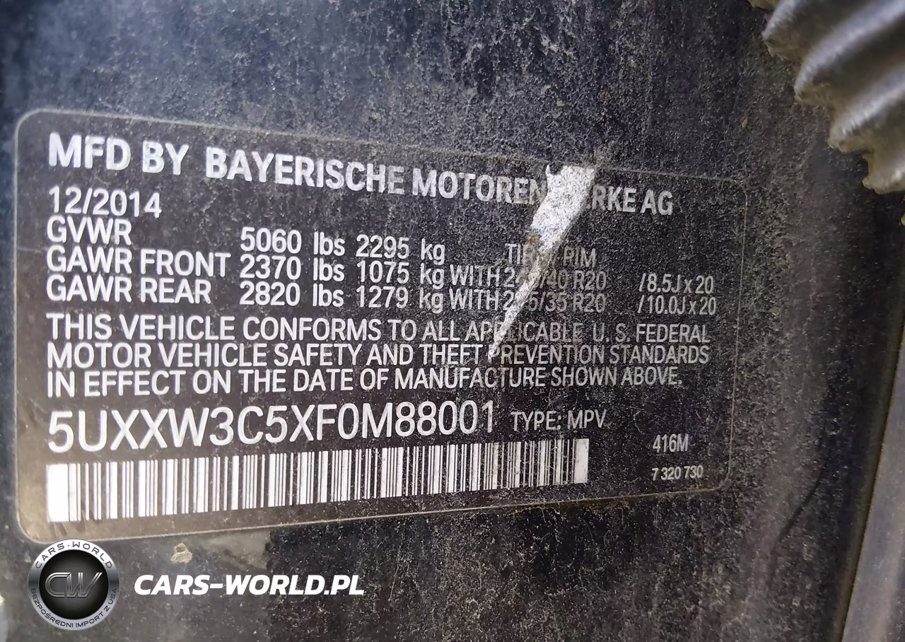 2015 BMW X4 xDrive28I VIN:5UXXW3C5XF0M88001 - 9