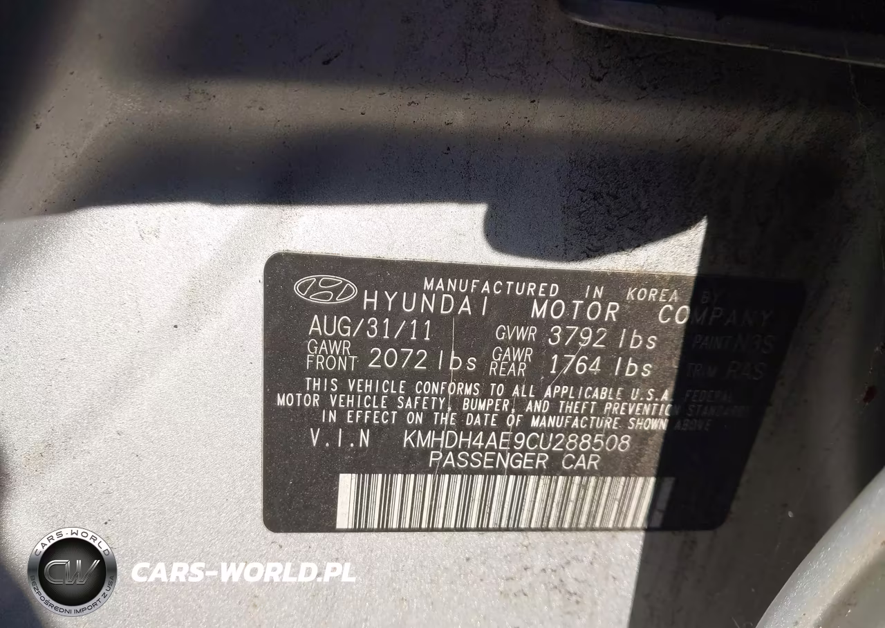 2012 Hyundai Elantra Gls (Ulsan Plant) VIN:KMHDH4AE9CU288508 - 9