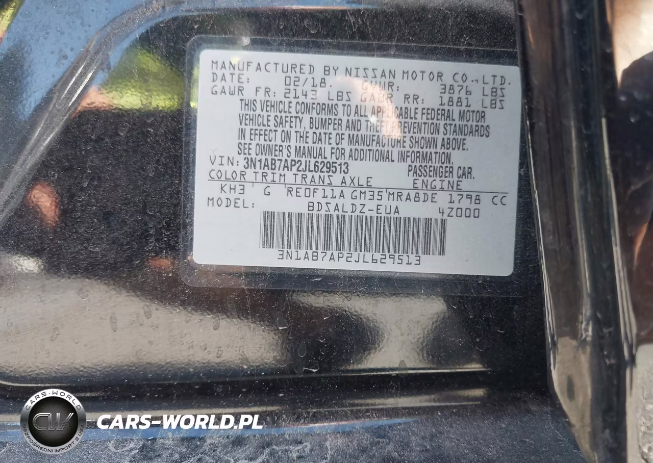 2018 Nissan Sentra Sv VIN:3N1AB7AP2JL629513 - 9