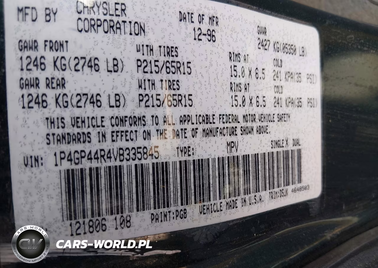 1997 Plymouth Grand Voyager Se VIN:1P4GP44R4VB335845 - 9