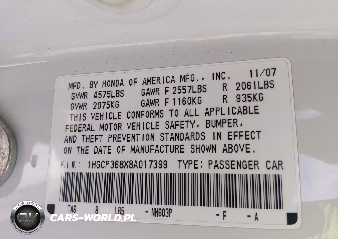 2008 Honda Accord 3.5 Ex-L VIN:1HGCP368X8A017399 - 9