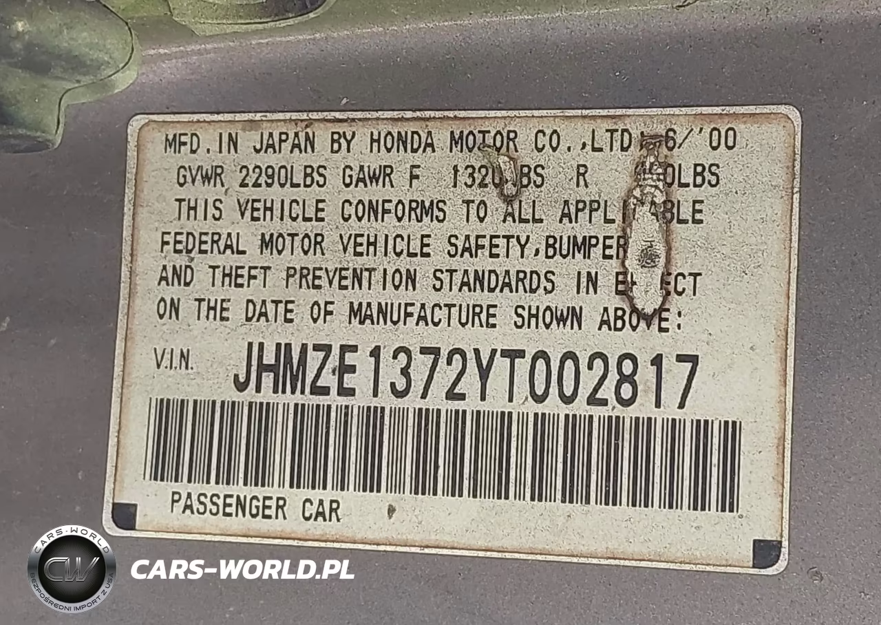 2000 Honda Insight VIN:JHMZE1372YT002817 - 9