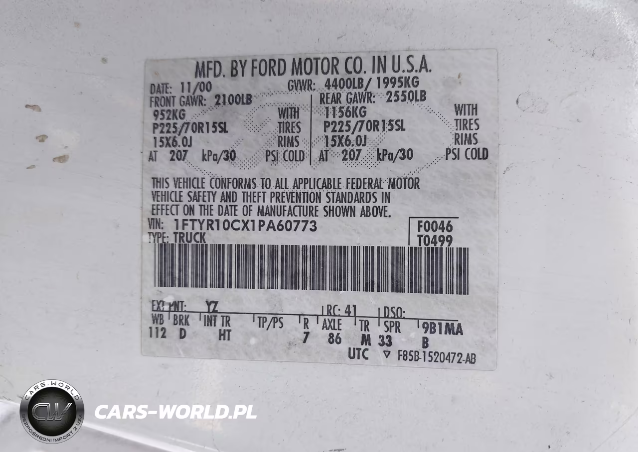 2001 Ford Ranger Xl-Xlt VIN:1FTYR10CX1PA60773 - 9