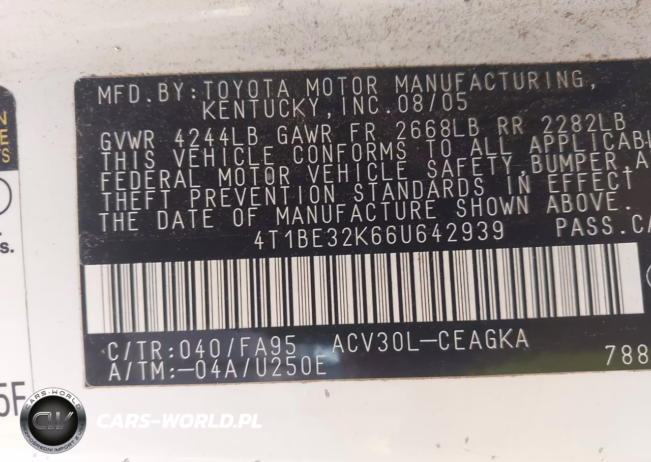 2006 Toyota Camry Xle VIN:4T1BE32K66U642939 - 9