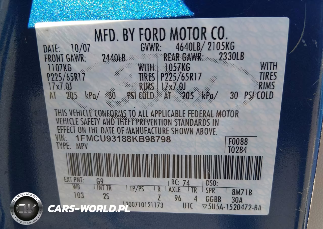 2008 Ford Escape Xlt VIN:1FMCU93188KB98798 - 9