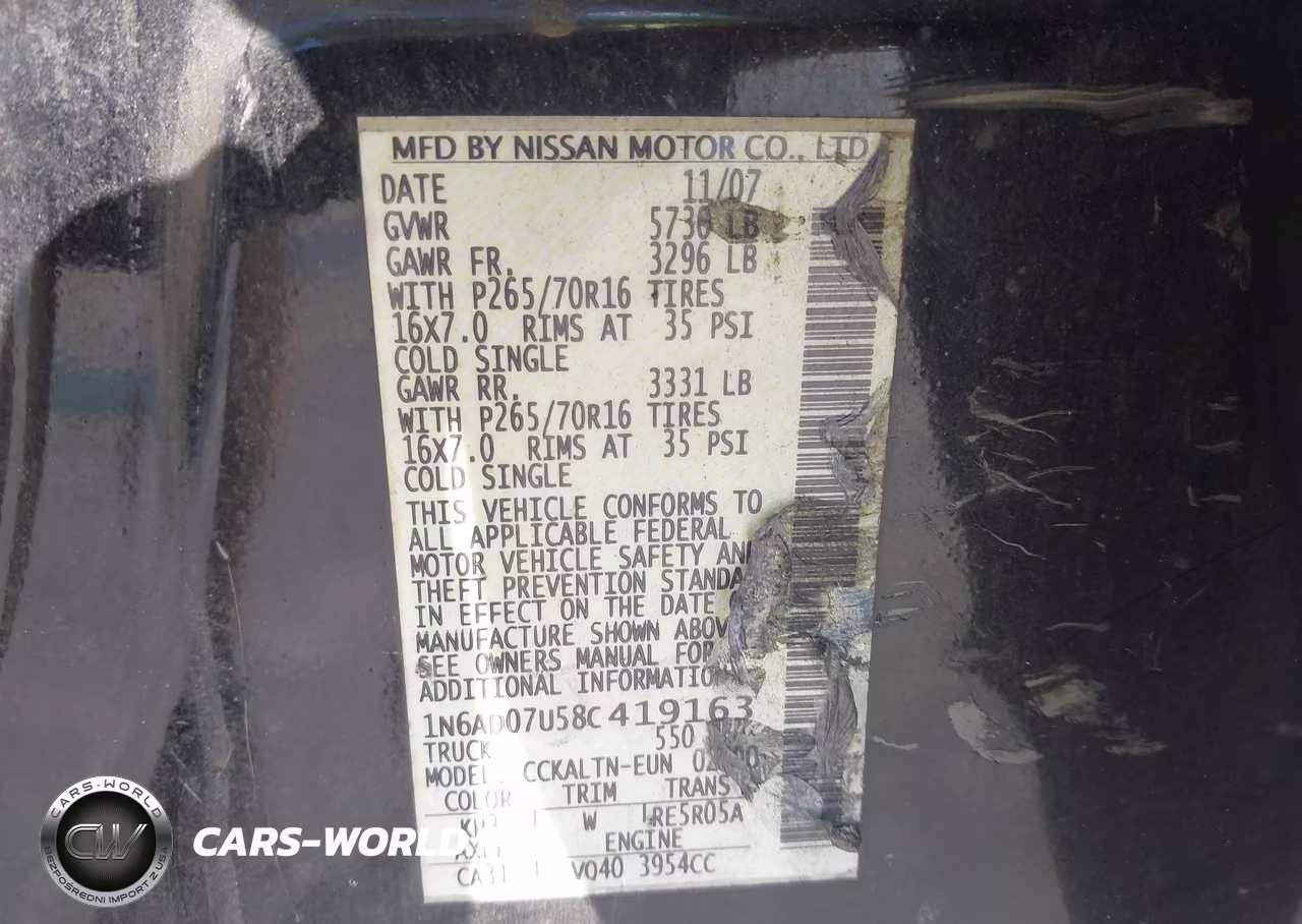 2008 Nissan Frontier Se VIN:1N6AD07U58C419163 - 9